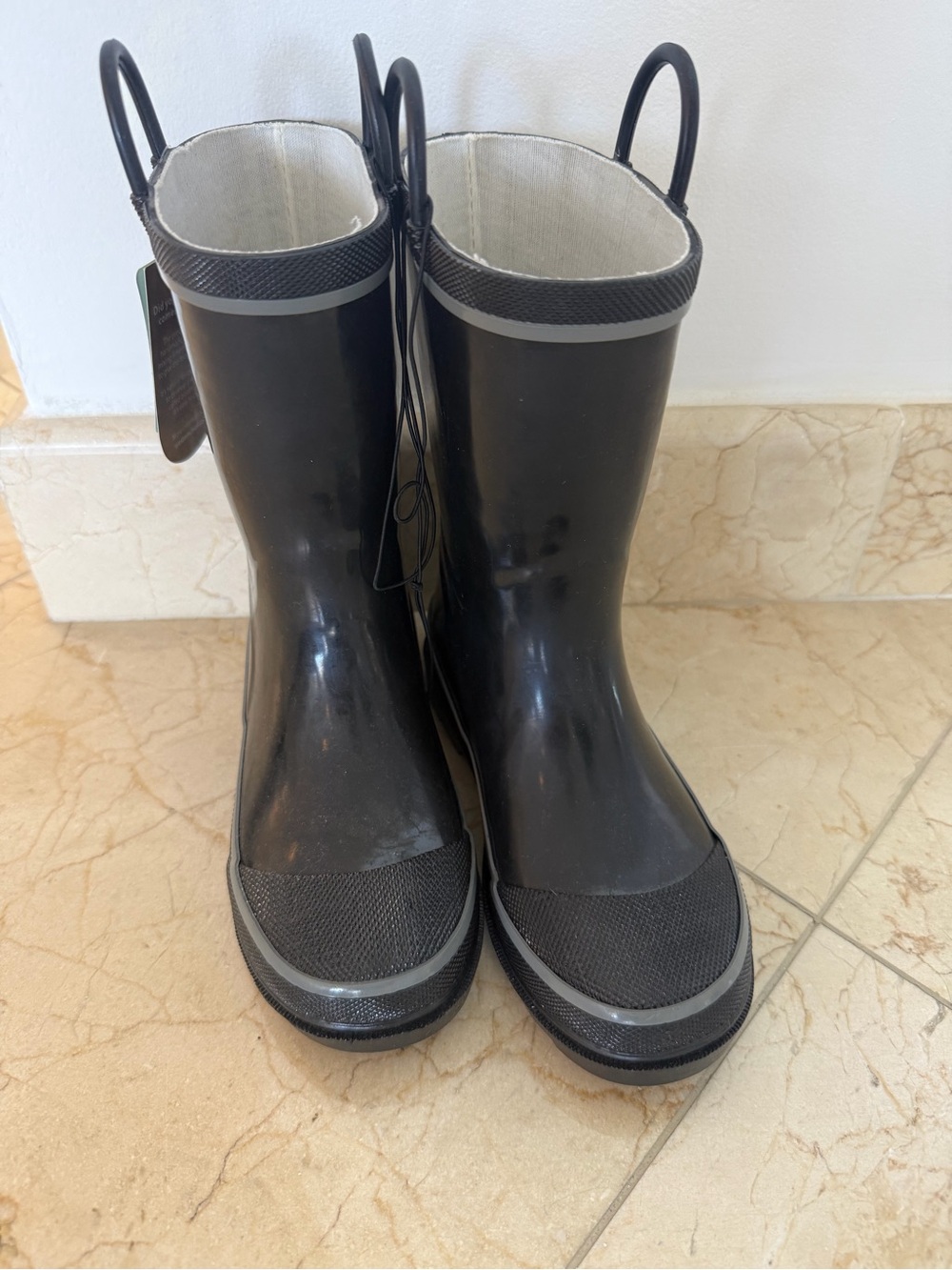 Western Chief Black Kids Rain Boots with Gray Trim